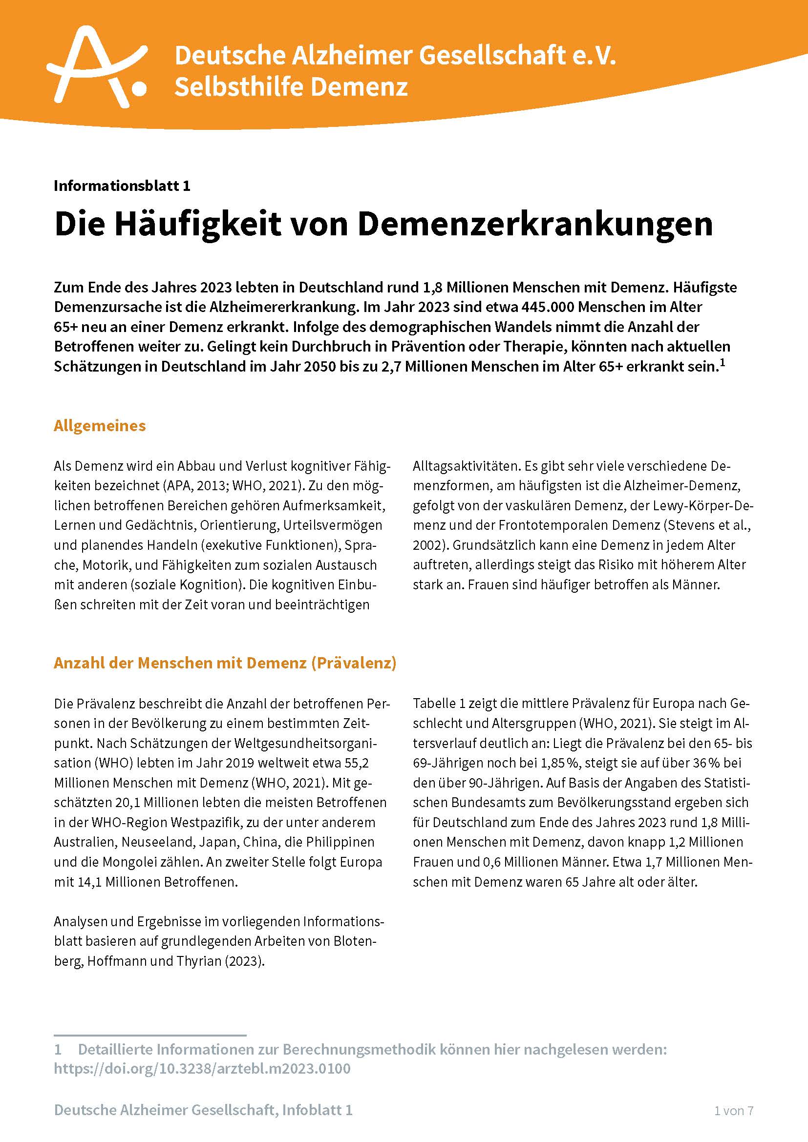 Titelblatt zum Infoblatt 1